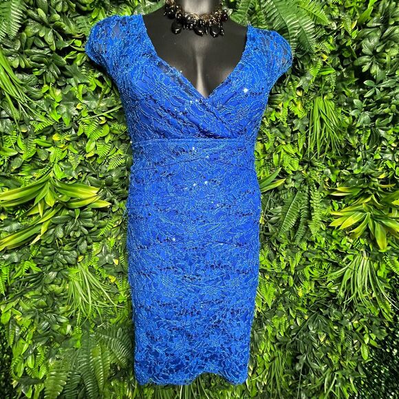 May Queen Dresses & Skirts - MAY QUEEN Women Dress 3XL Blue Formal Lace Sheath Pleated Layered  1253